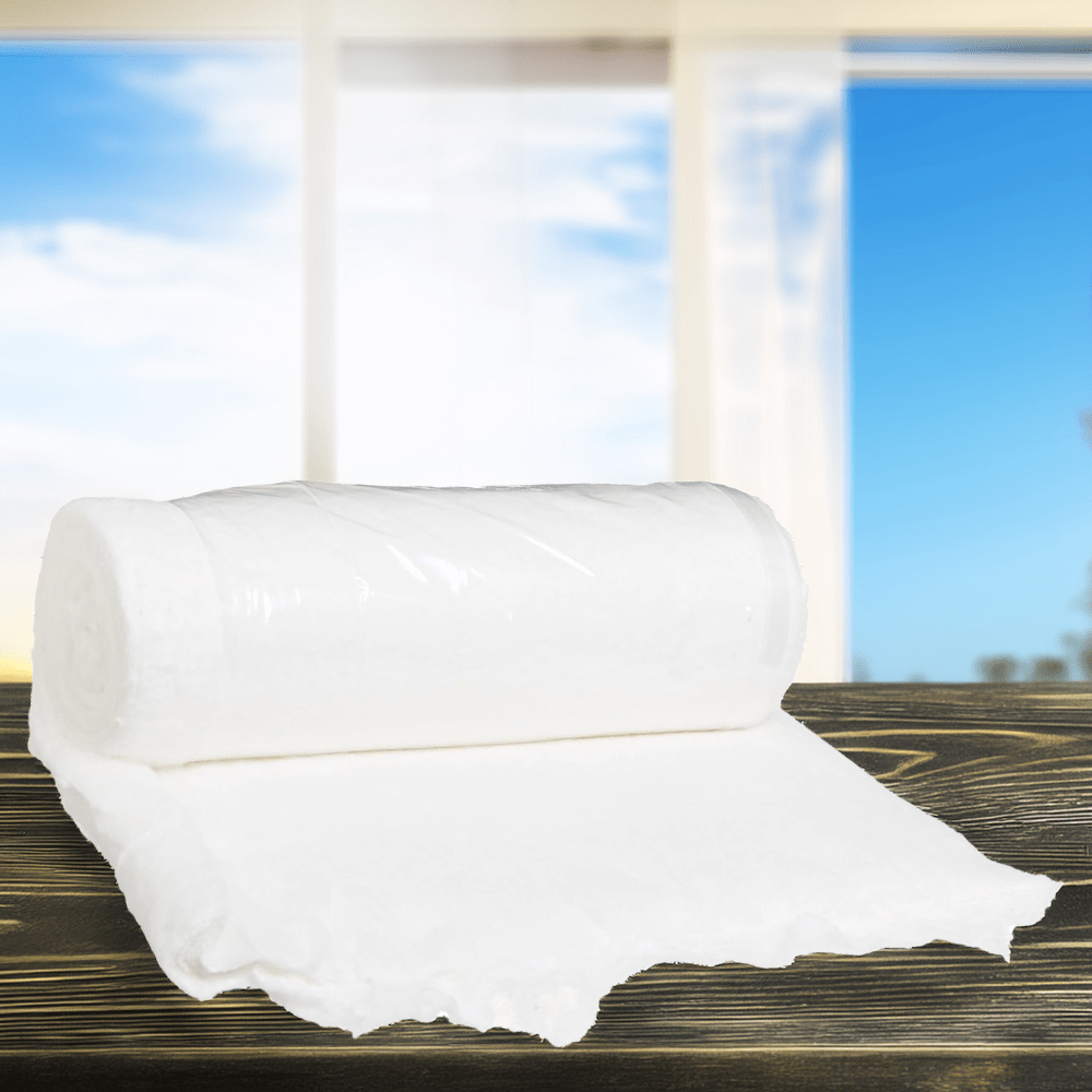 Premium Cotton Roll – Soft & Absorbent for Dog Ear Cleaning A roll of 100% natural cotton fiber on a wooden surface. This soft, absorbent material is perfect for gently removing dirt, wax, and excess moisture from your pet’s ears.