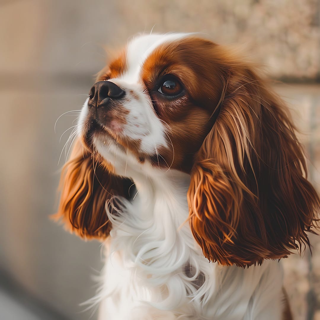 Cavalier King Charles Spaniel with a silky coat – Dog grooming and coat care essentials Close-up of a well-groomed Cavalier King Charles Spaniel with a shiny, silky coat, highlighting proper dog grooming care."